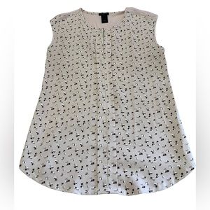 Ann Taylor lovely mixed fabric print front sleeveless blouse petal pink size S